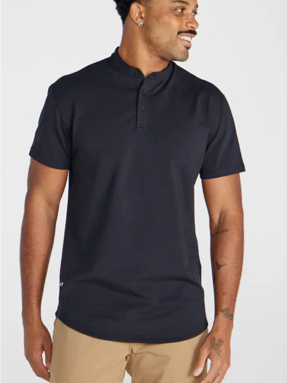 Bylt Basics Shirt Men's S black Stand Collar Short Sleeve Polo Performance